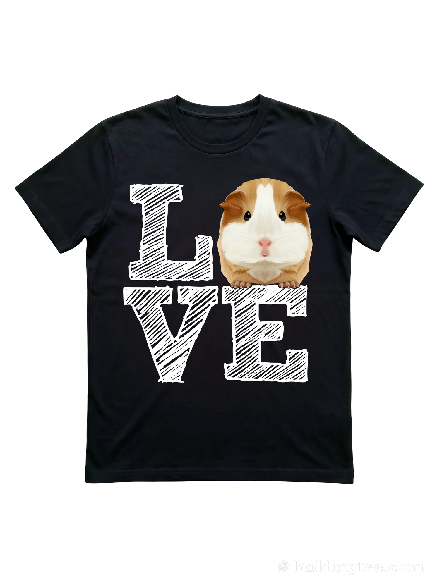 There's no identity statement on a guinea pig mom t-shirt like a realistic cavy filling the O of LOVE