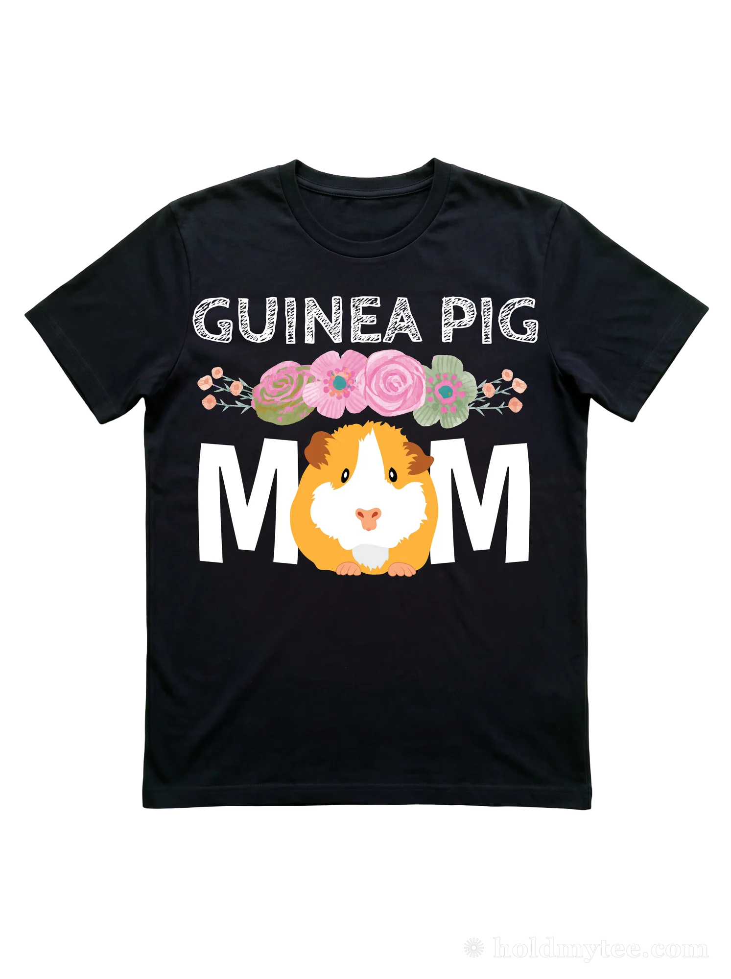 Show your guinea pig mom identity with watercolor florals framing a chibi cavy