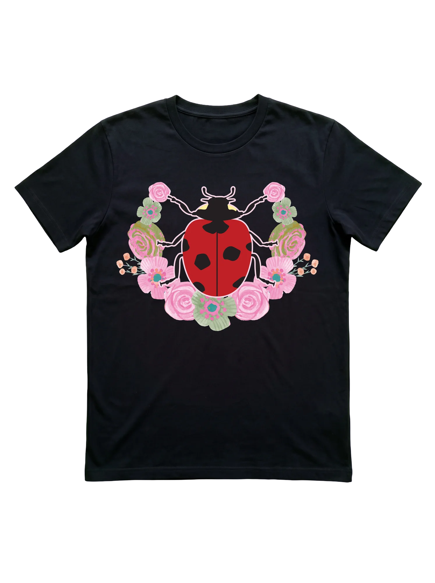 What if the ladybug t-shirt came framed in a watercolor floral wreath?