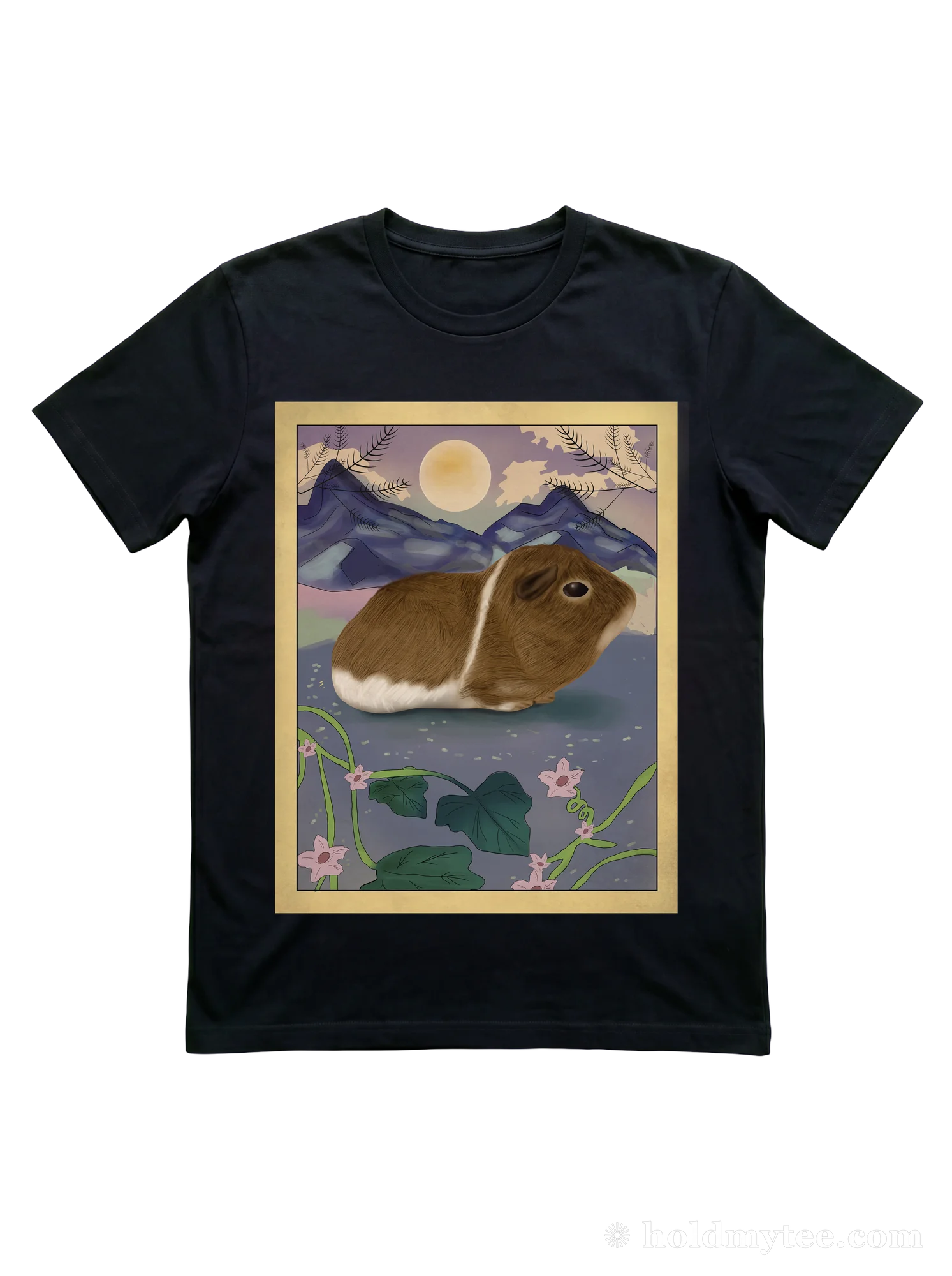 Guinea Pig Moonlight Art T-Shirt for Cavy Parents and Lovers