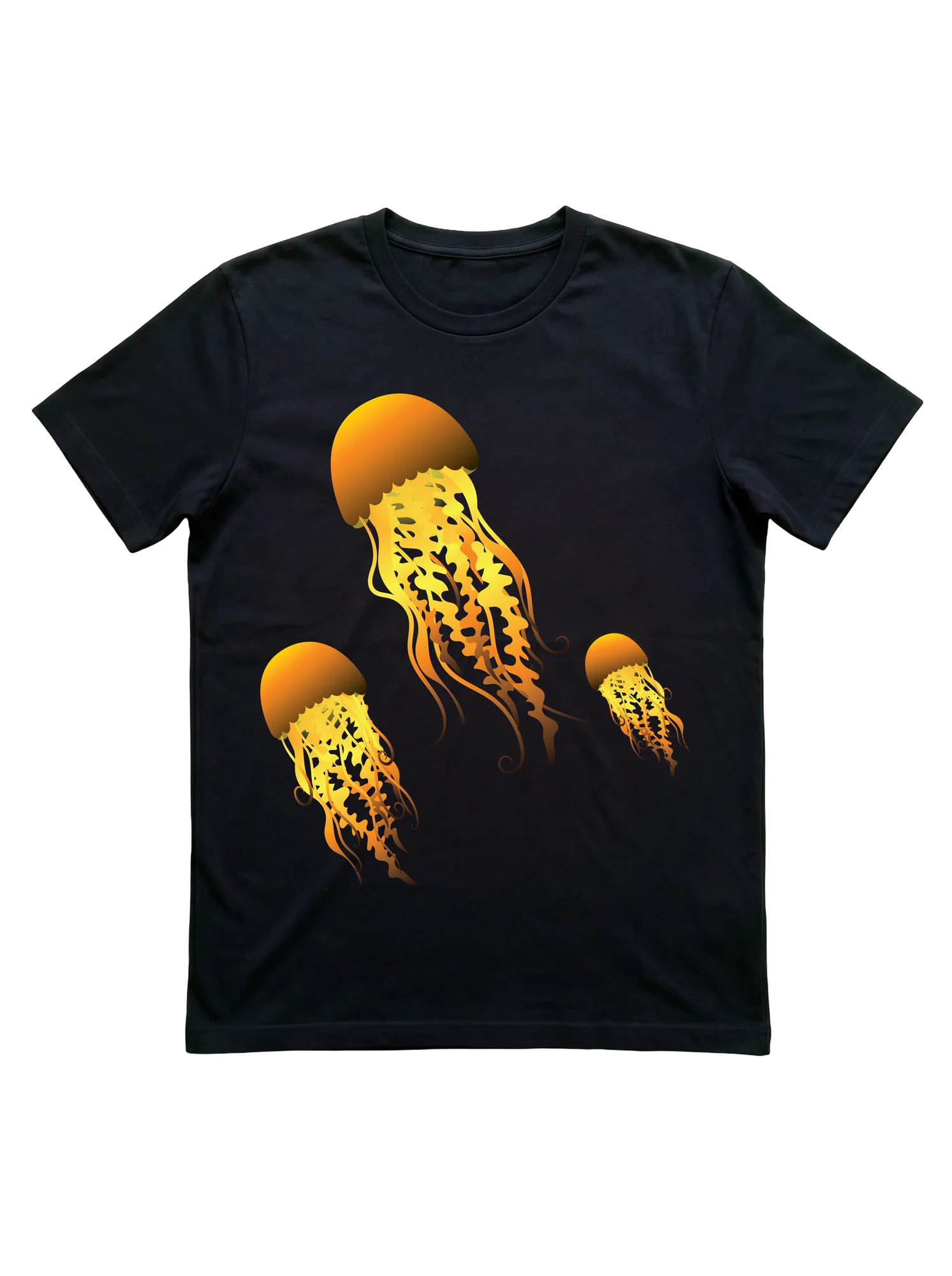 Golden Jellyfish Swarm Art T-Shirt for Ocean Lovers