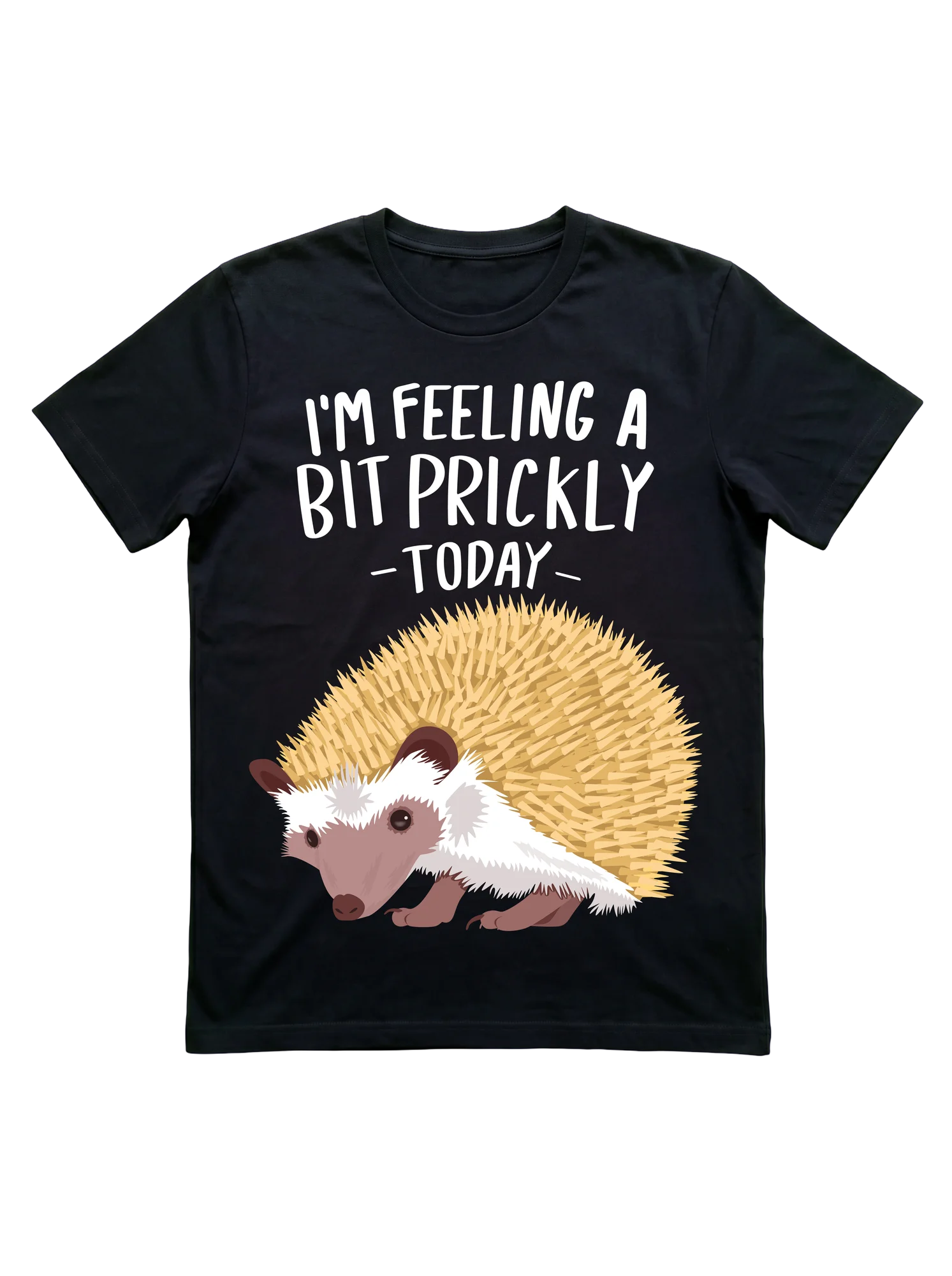 Show your prickly side with the bold quill-script hedgehog t-shirt