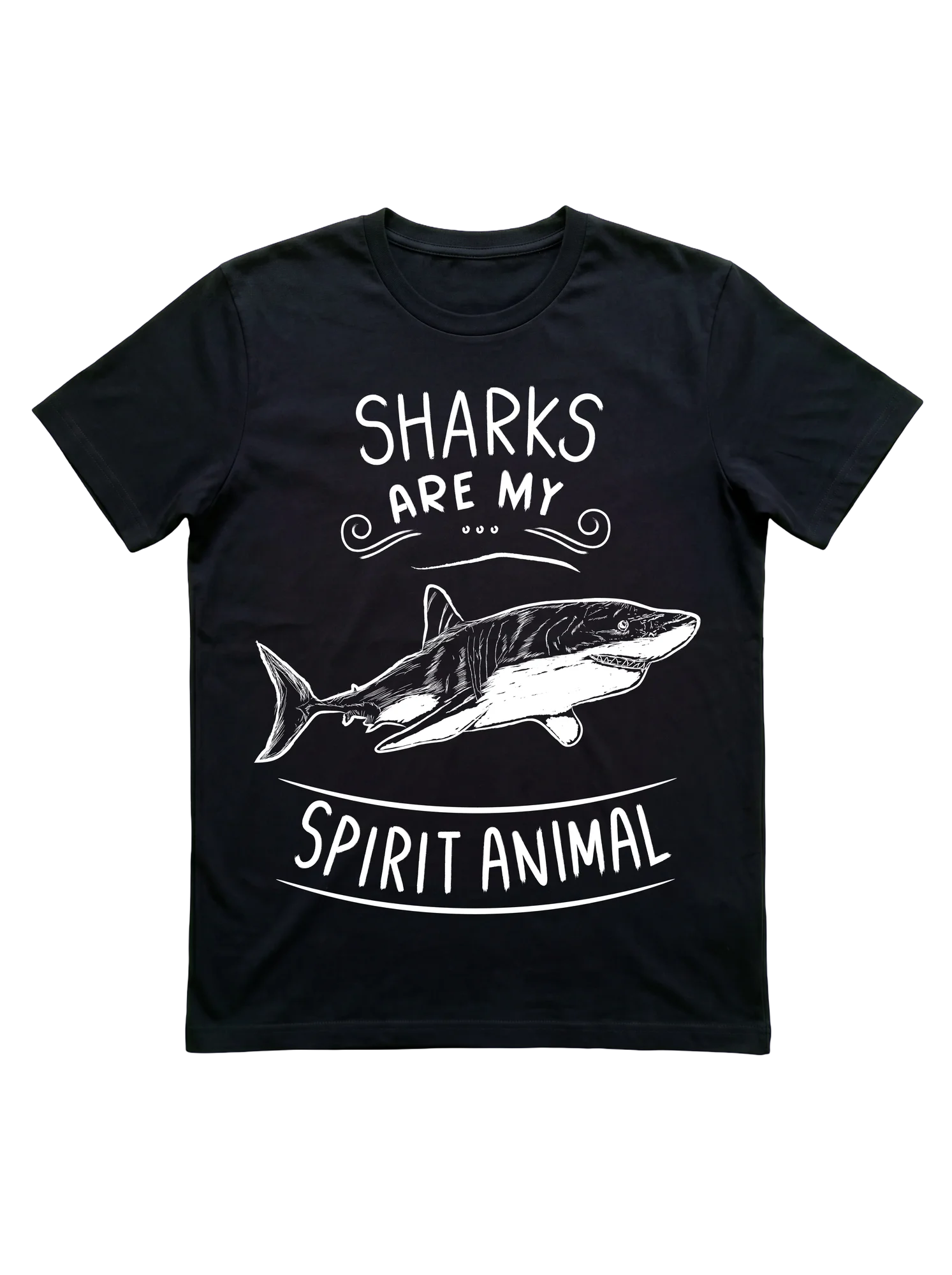 A chalkboard-style spirit animal shark t-shirt lands with quiet authority