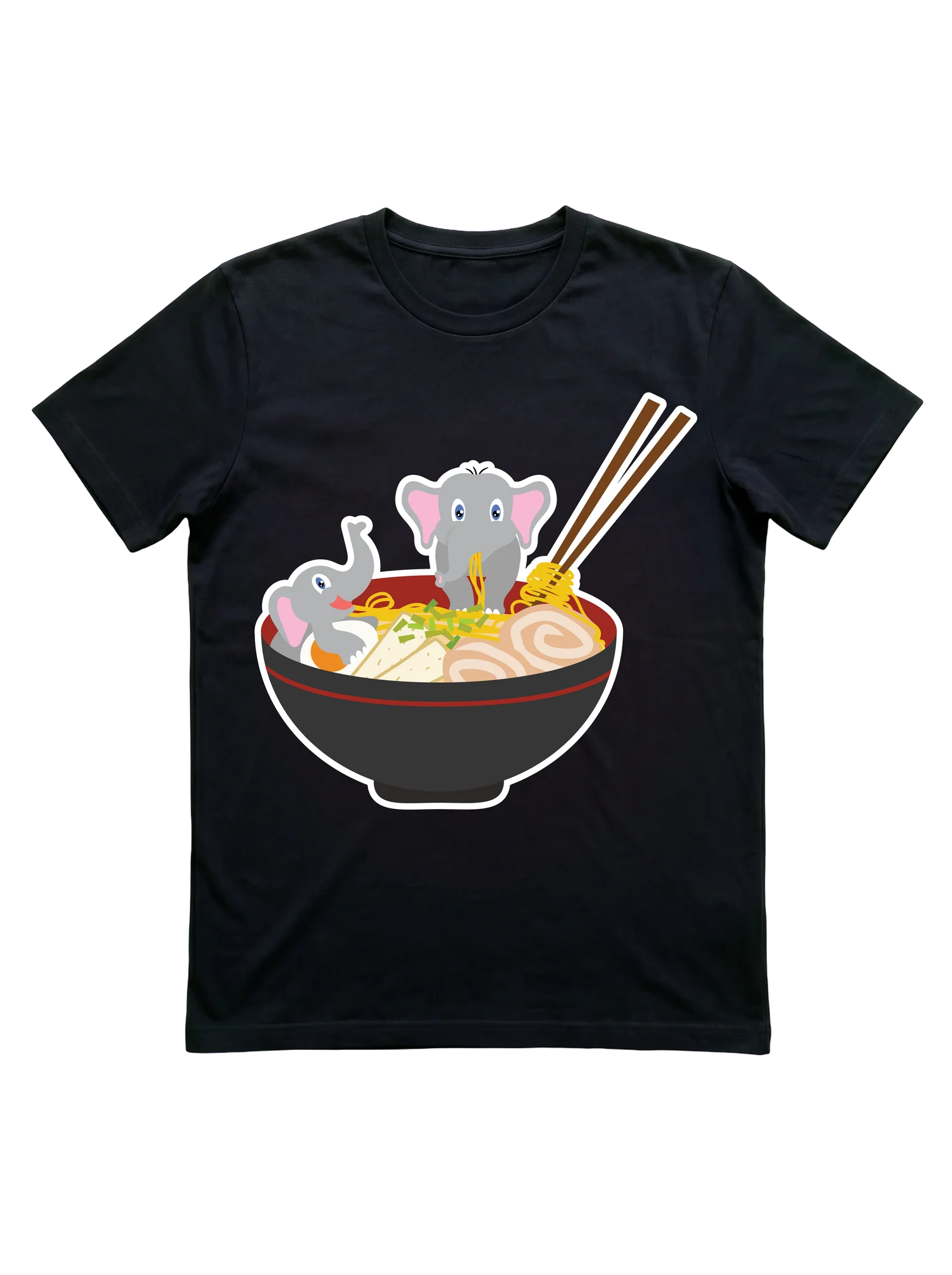 Kawaii Elephants in a Ramen Bowl T-Shirt
