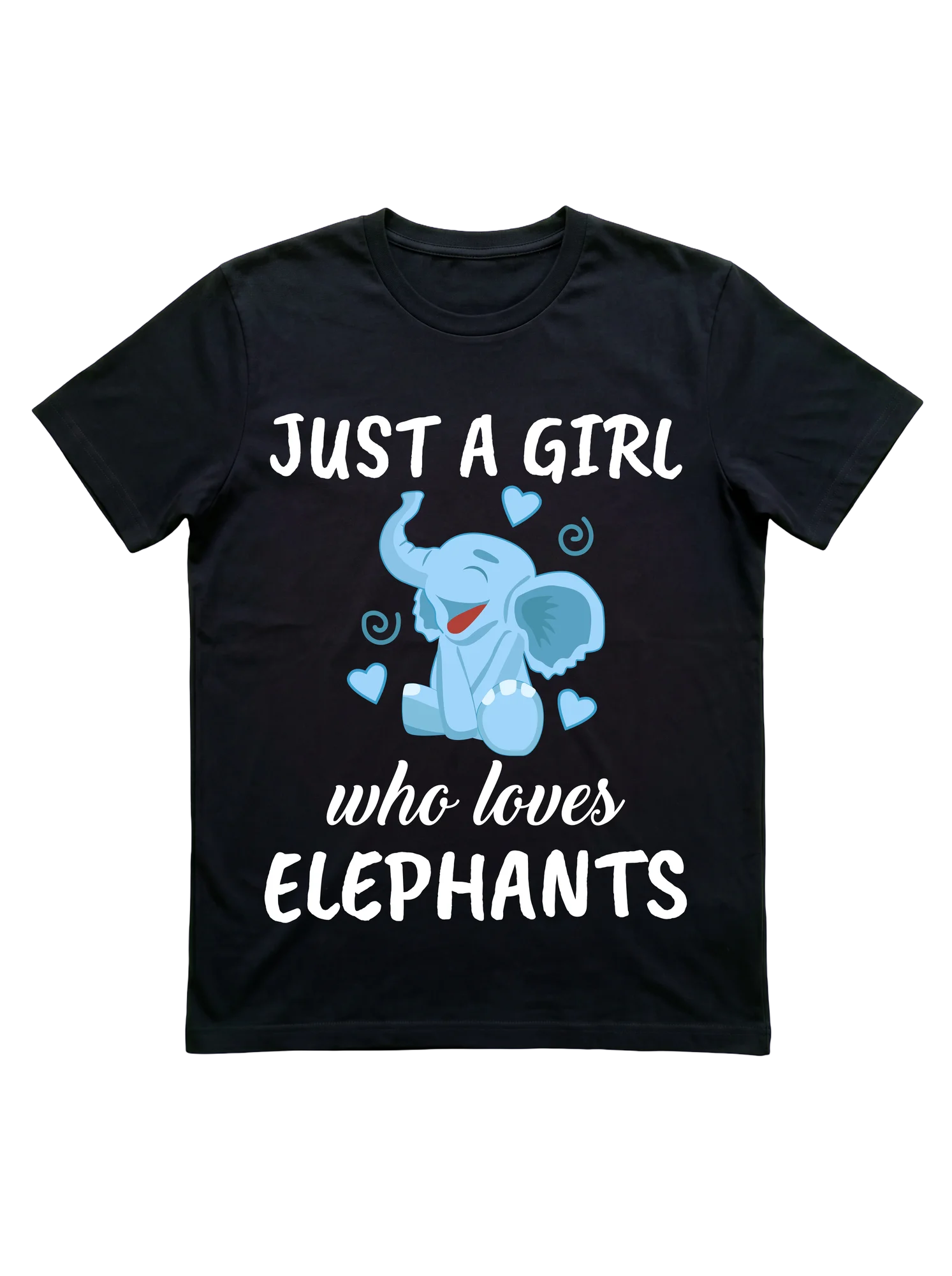 The three-panel elephant t-shirt that stacks slogan, illustration, and script