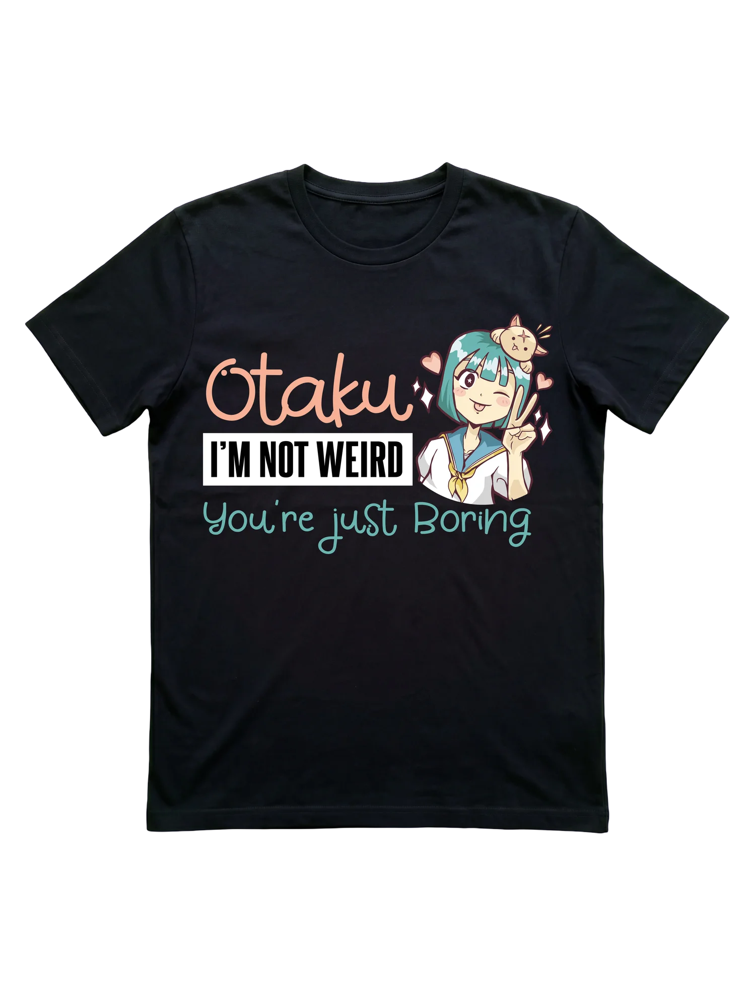 There's no kawaii comeback like a teal-haired sailor schoolgirl on an otaku anime t-shirt.