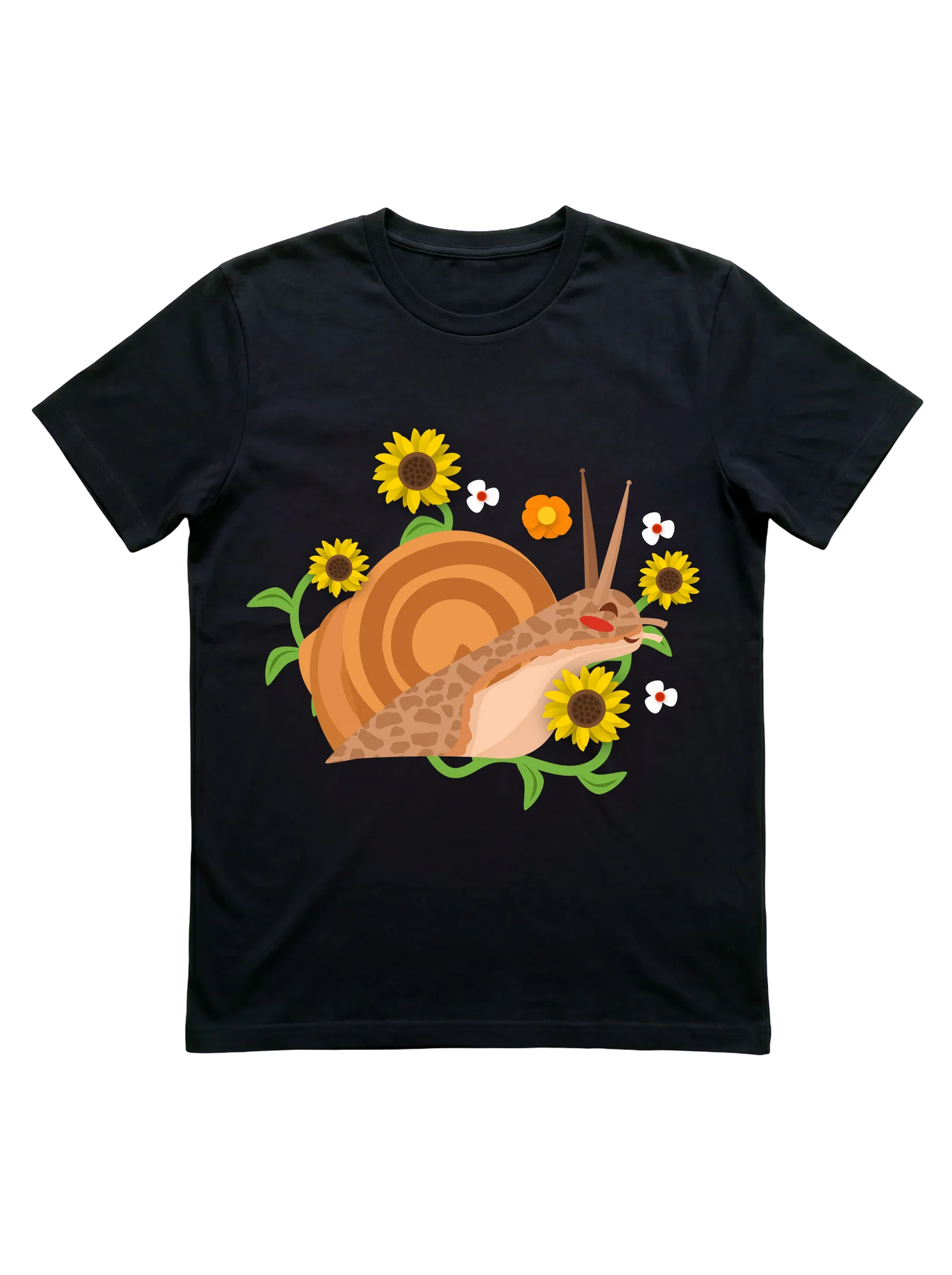 Floral Snail Sunflowers T-Shirt for Garden Lovers