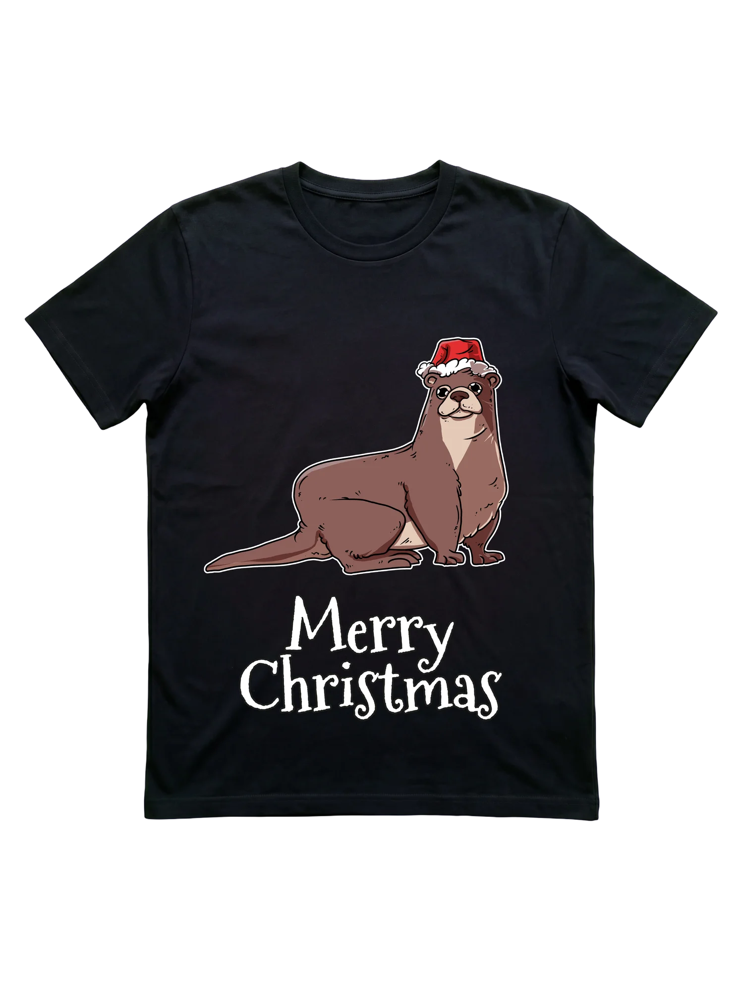 Christmas Sea Otter Santa Hat T-Shirt for Wildlife Lovers