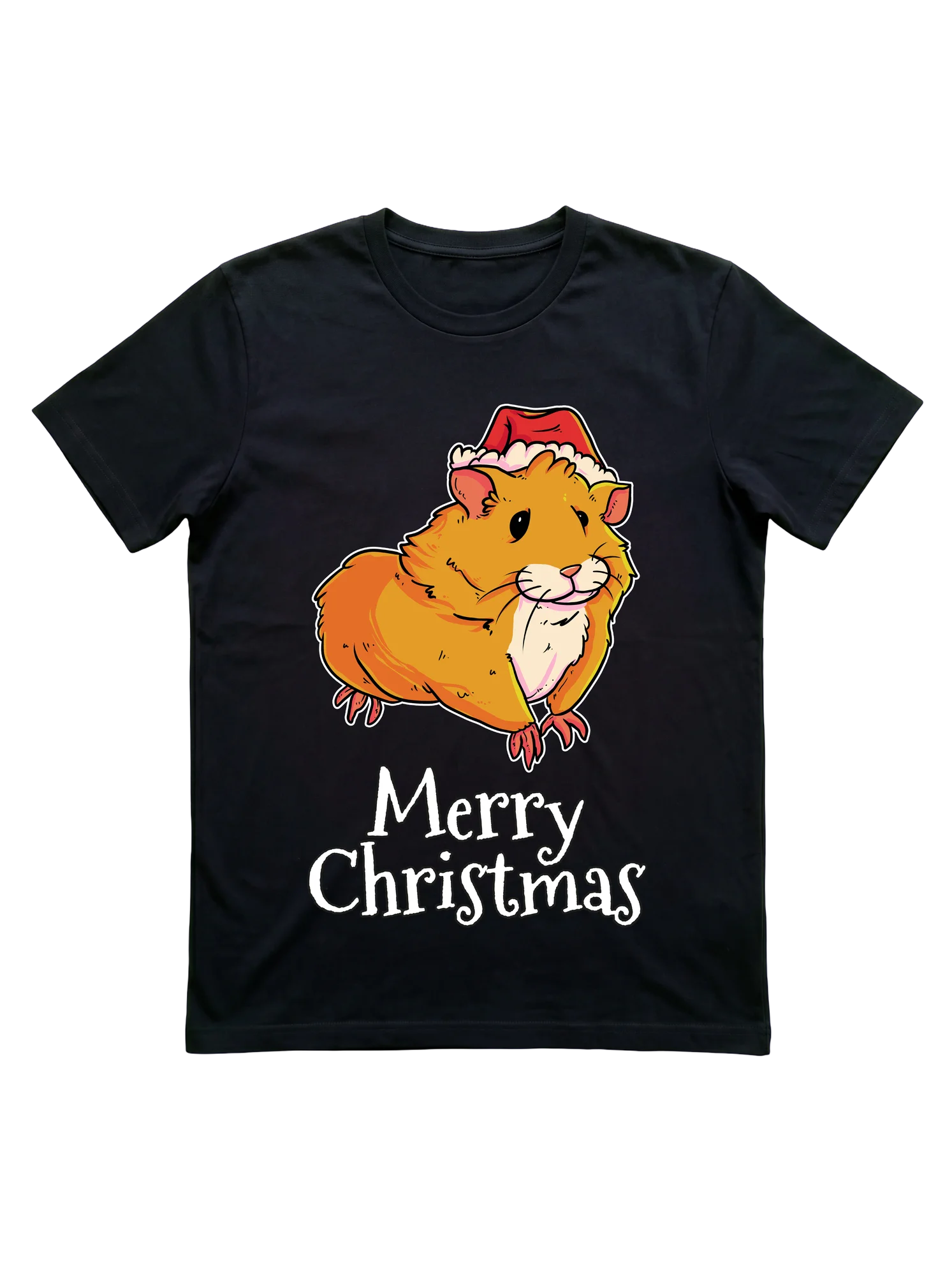 Merry Christmas Hamster Santa Hat Tee for Pet Owners