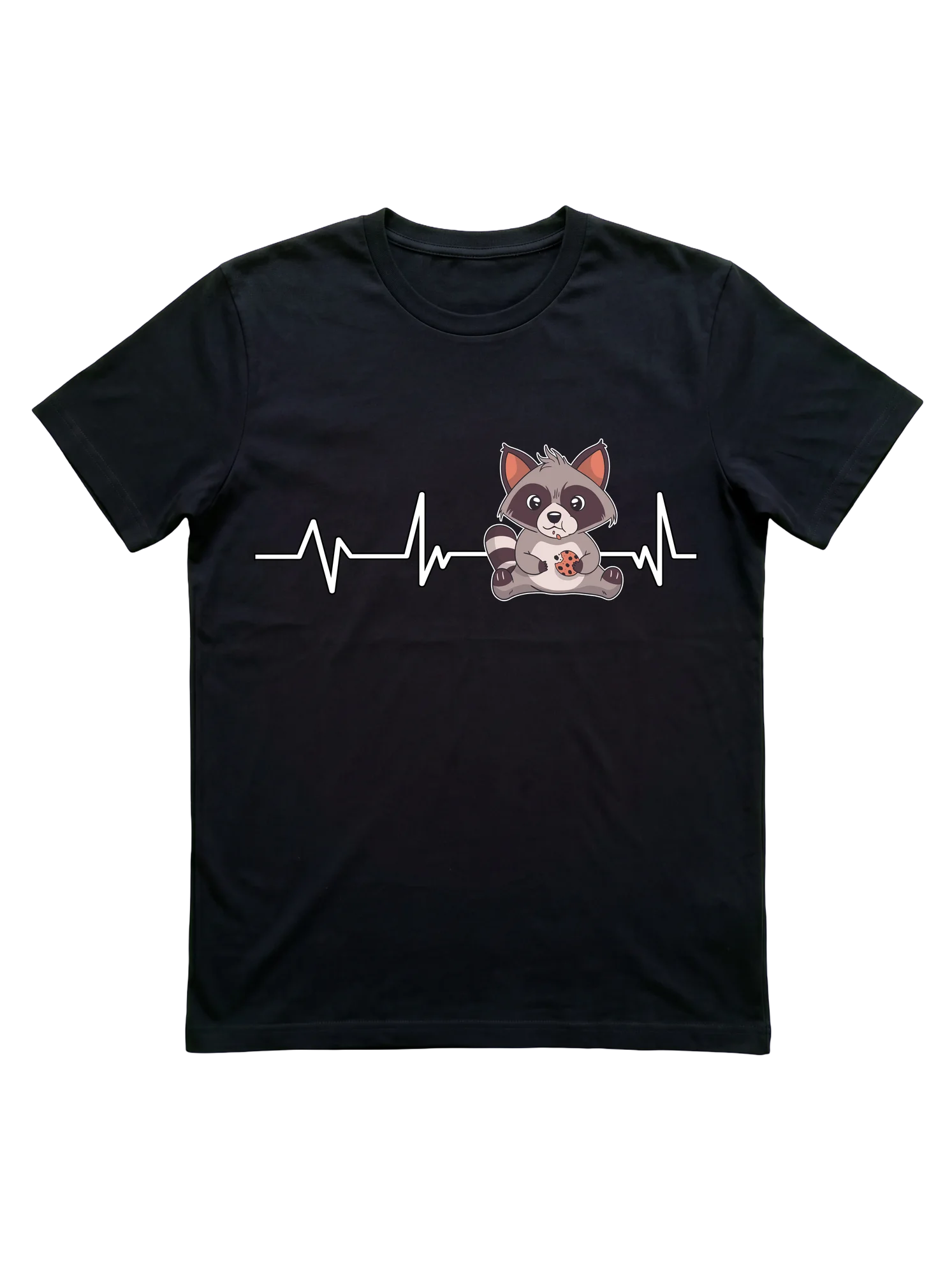 Raccoon Cookie Heartbeat T-Shirt for Wildlife Fans