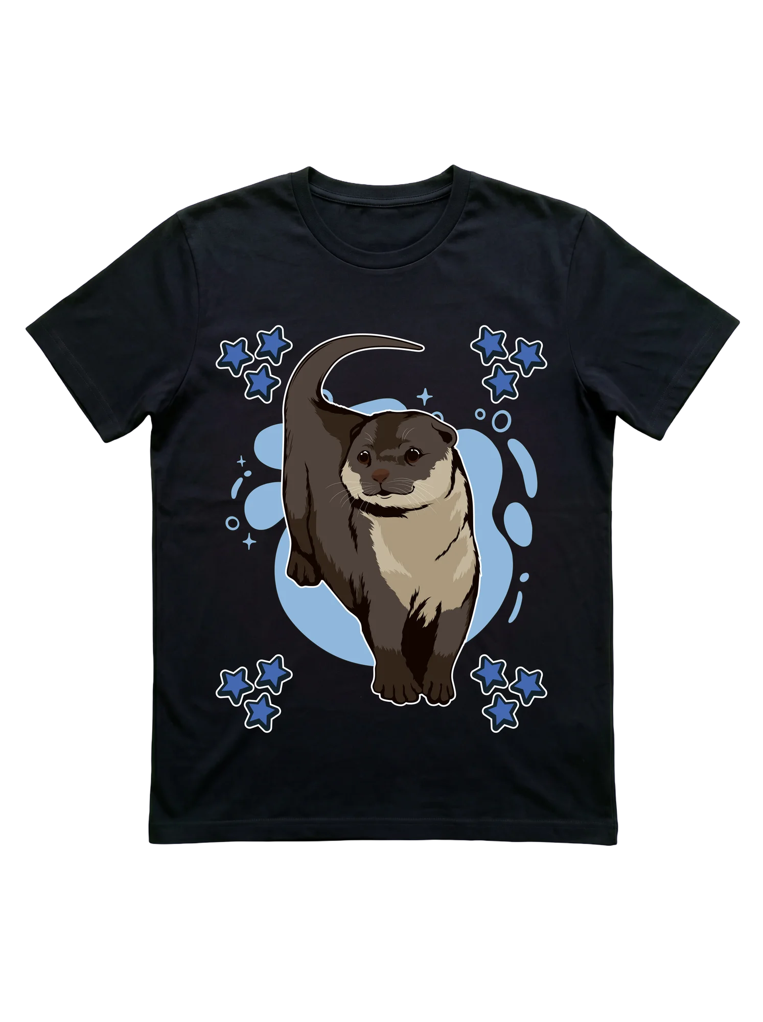 Kawaii Sea Otter T-Shirt with Stars for Nature Fans