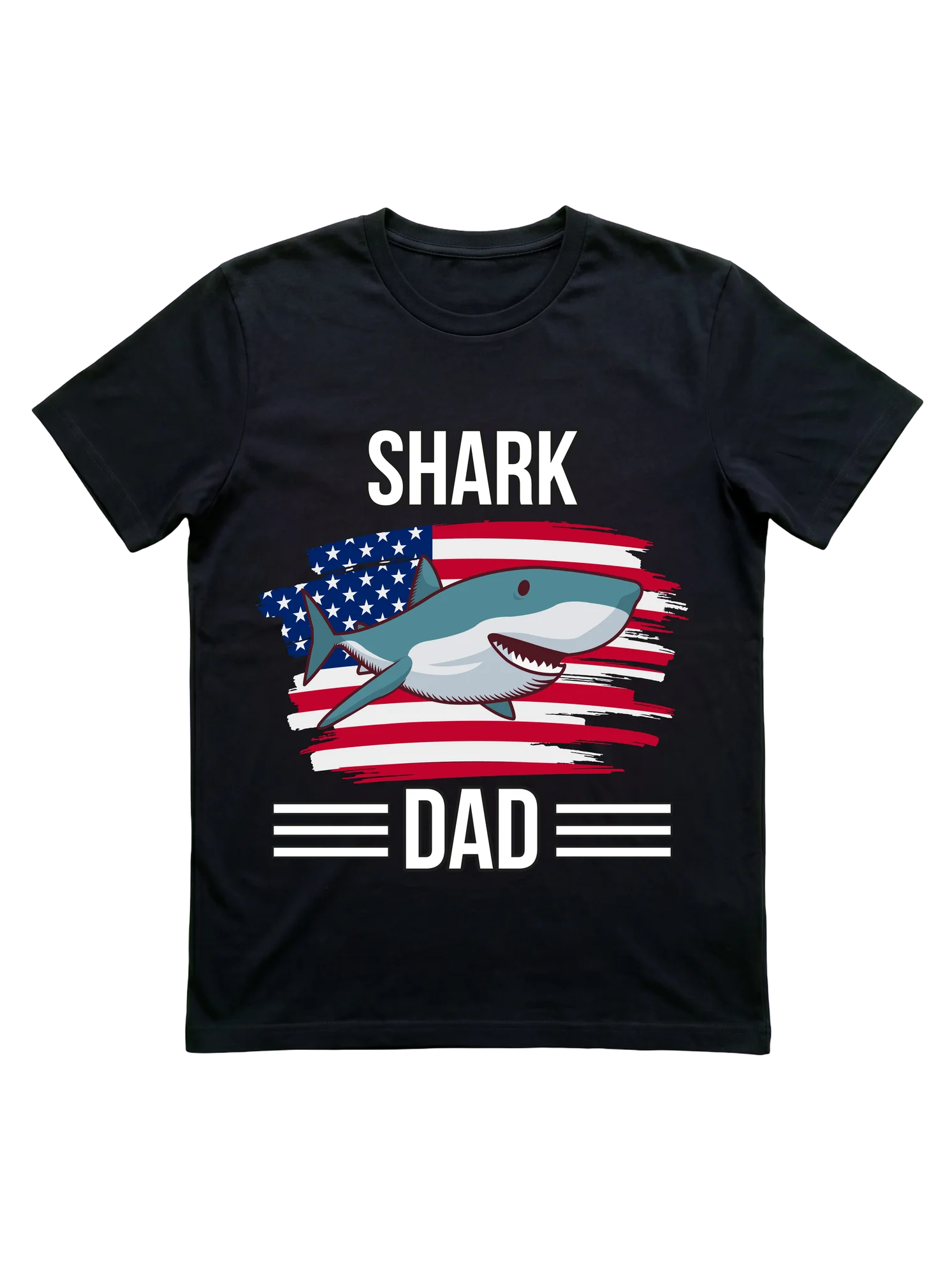 Shark Dad American Flag T-Shirt for Father's Day