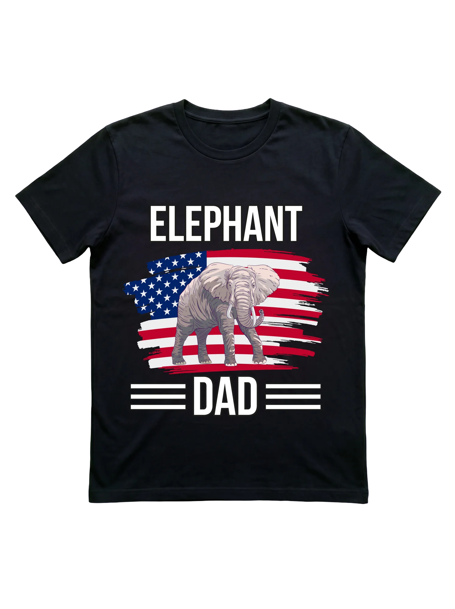 Elephant Dad T-Shirt with American Flag