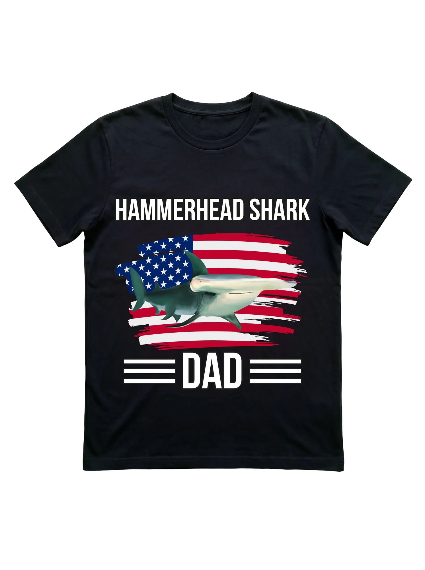 Hammerhead Shark Dad T-Shirt with American Flag