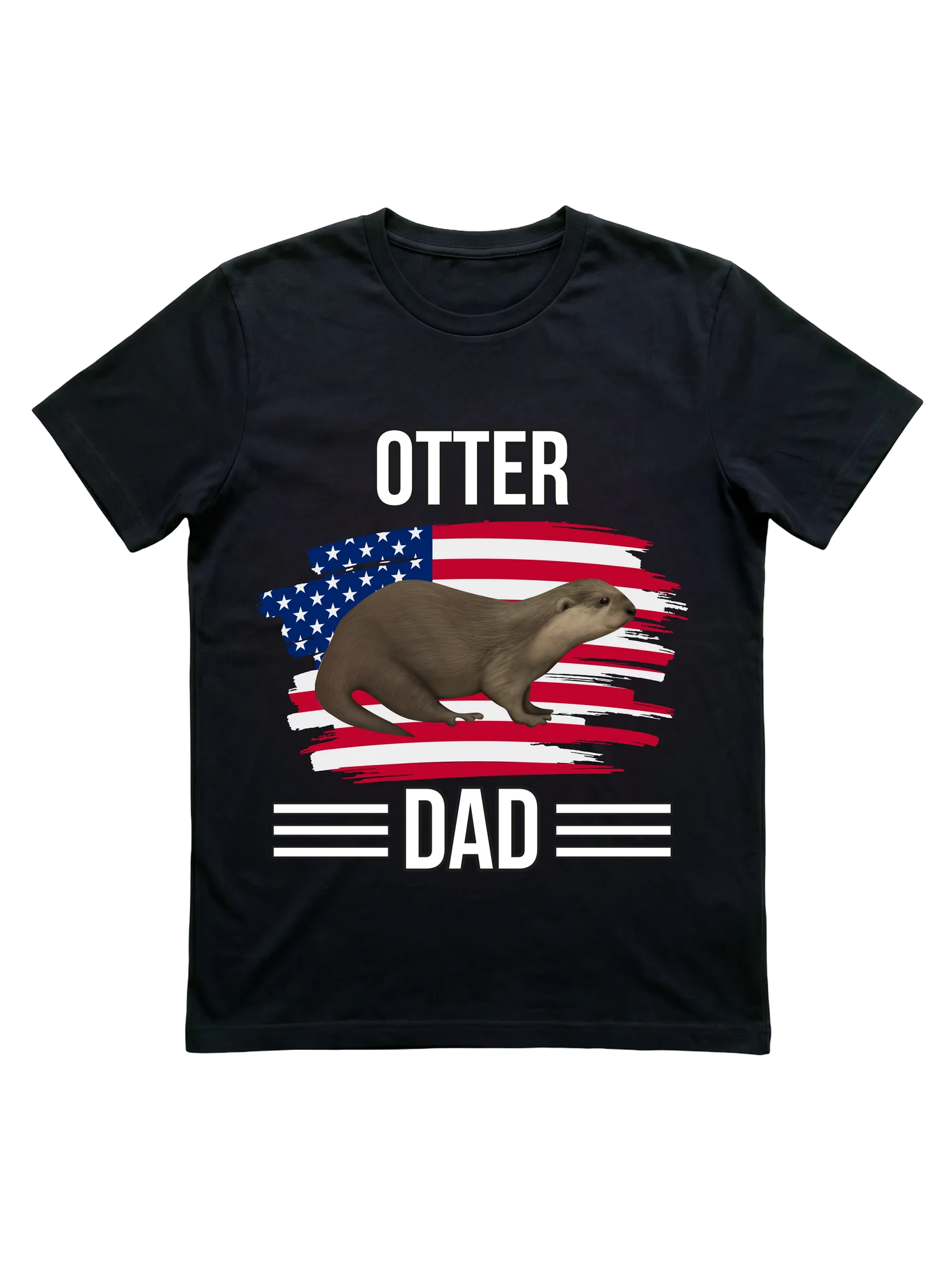 Otter Dad American Flag T-Shirt for Father's Day