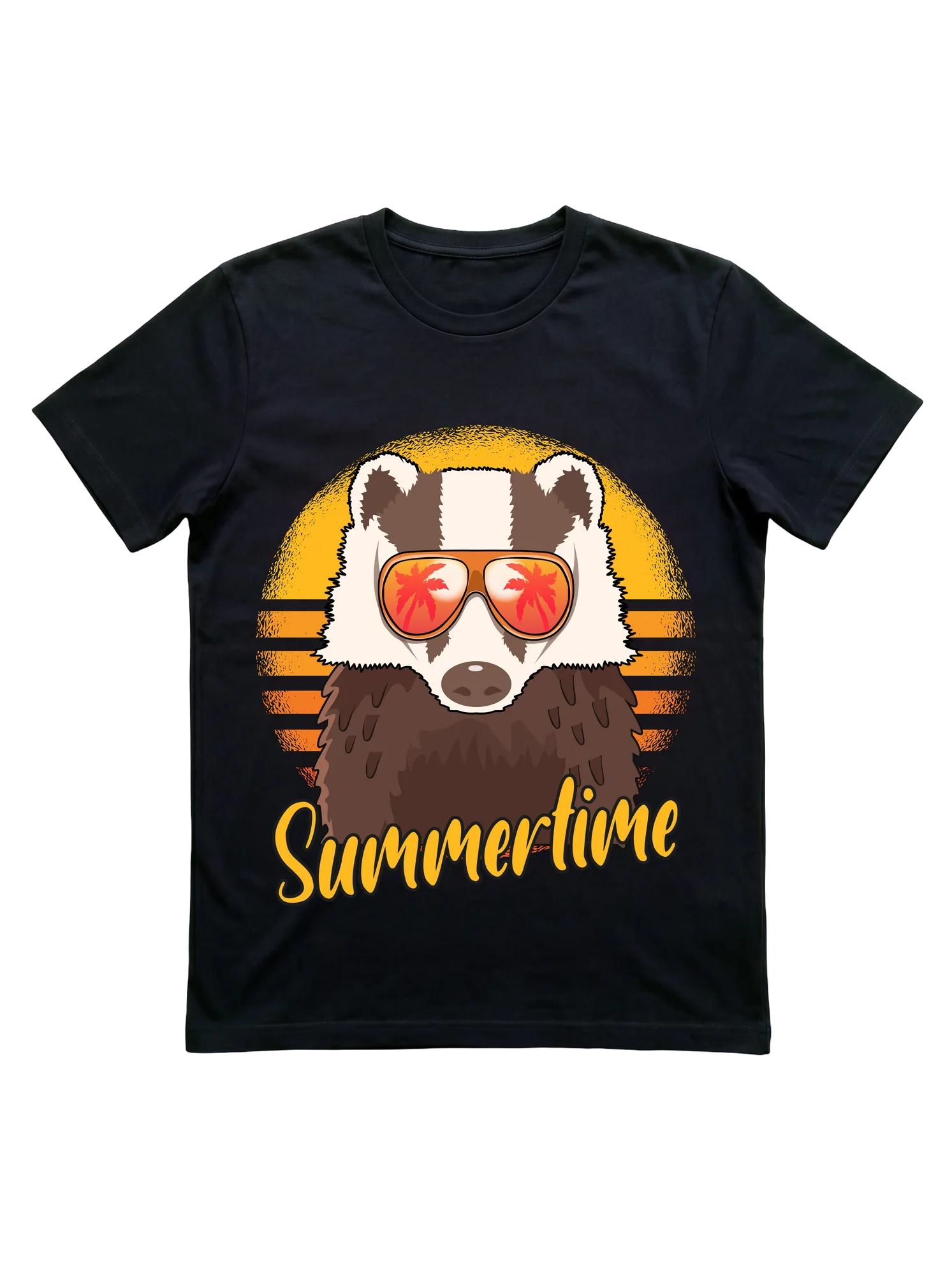 Retro Sunset Badger in Aviator Shades T-Shirt