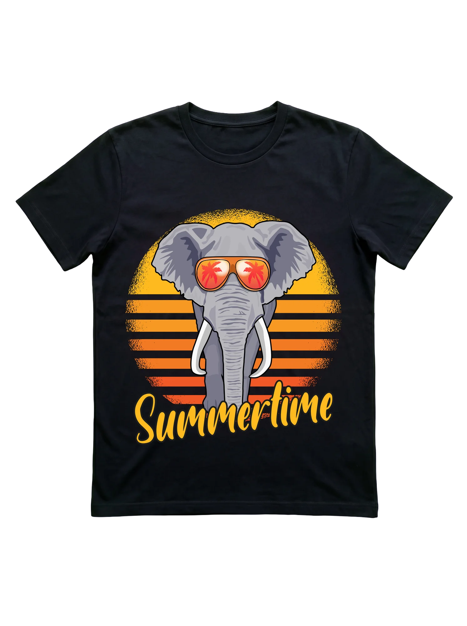 Retro Sunset Elephant Sunglasses T-Shirt