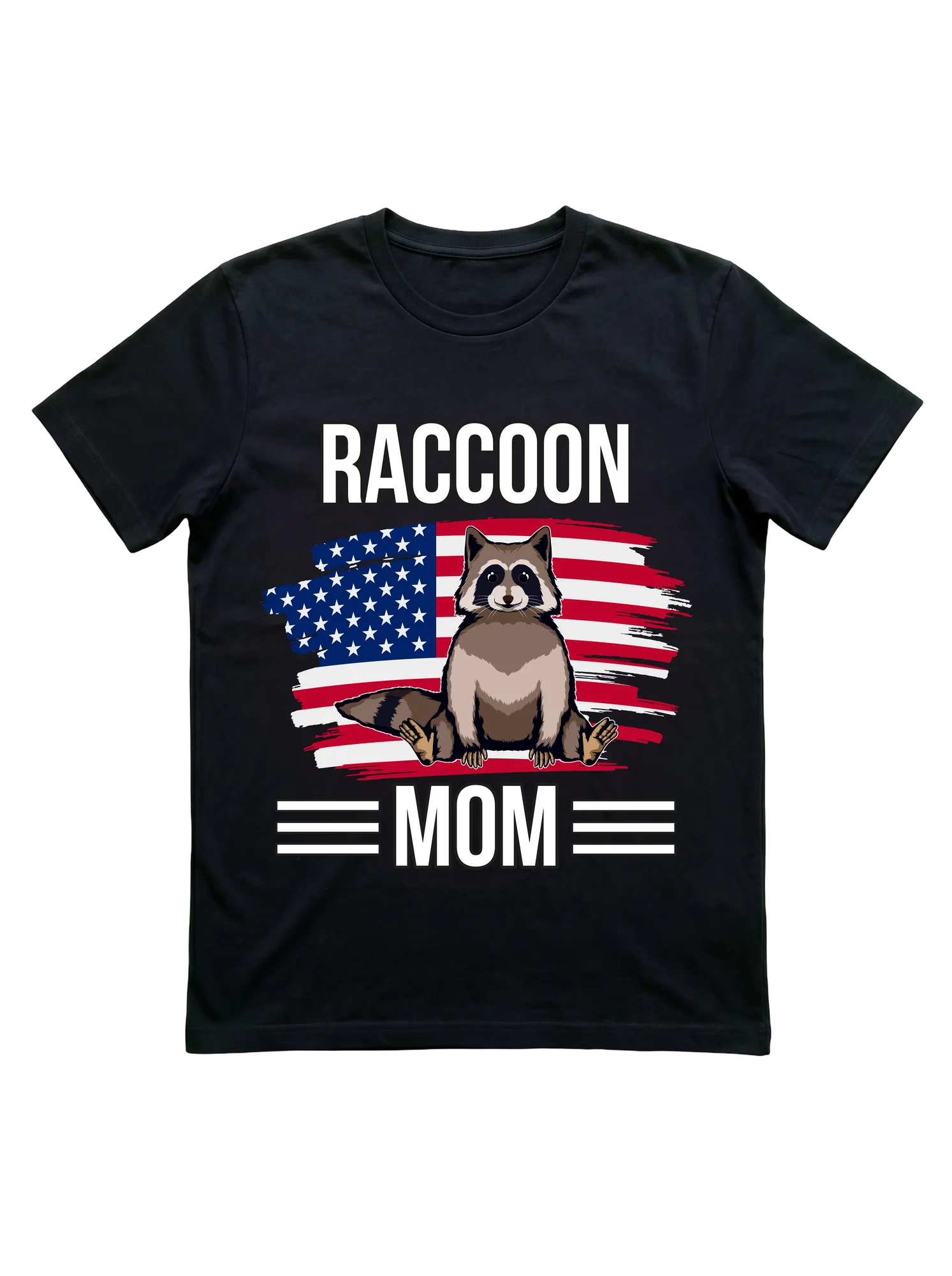 Raccoon Mom T-Shirt with American Flag Design