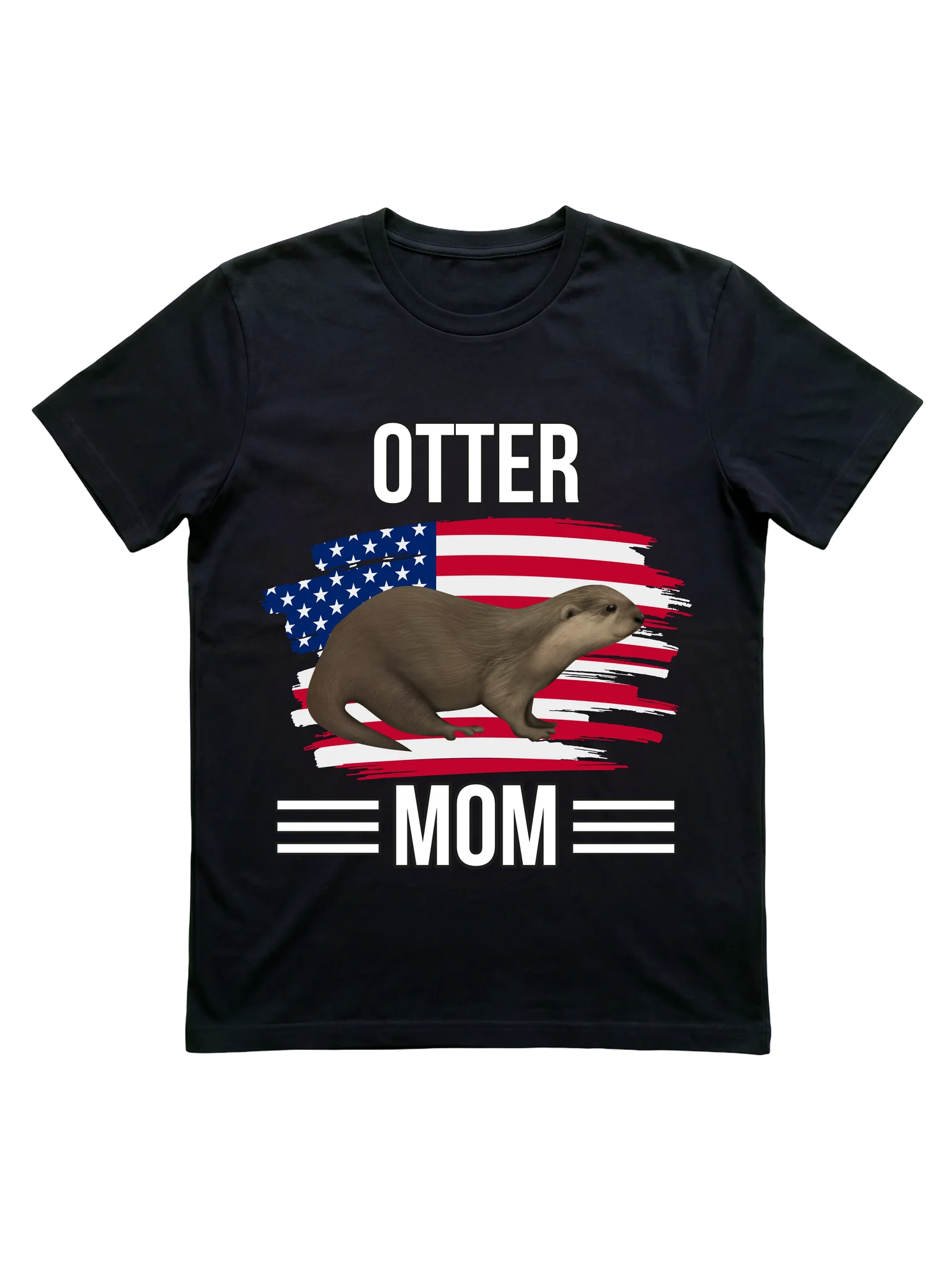 Otter Mom USA Flag T-Shirt for 4th of July and Mother's Day