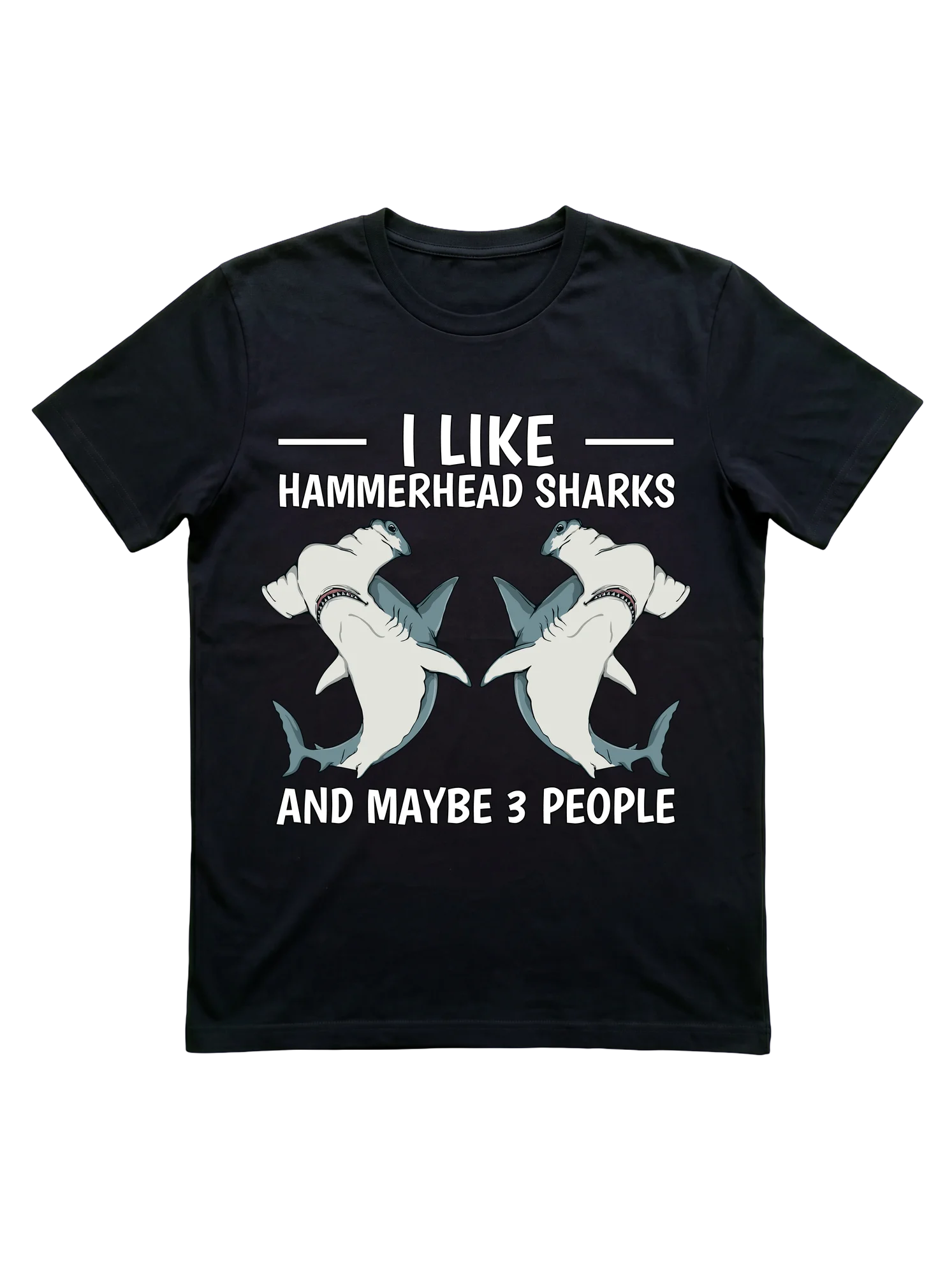 Show your hammerhead loyalty on a mirrored-shark t-shirt in white block caps