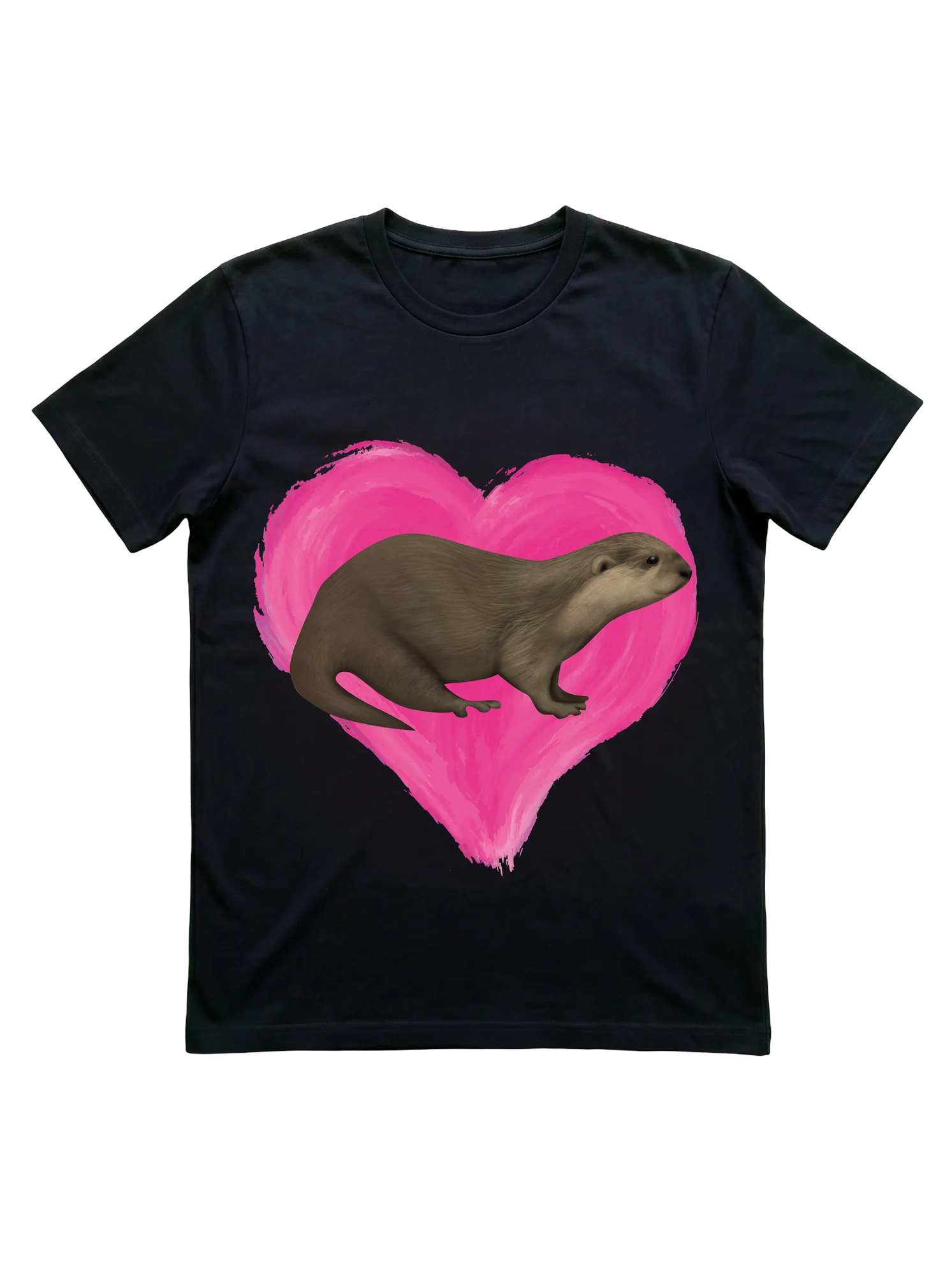 Otter Love Heart T-Shirt for Wildlife Enthusiasts